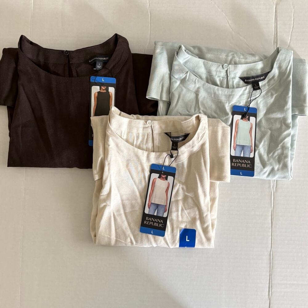 3 Banana Republic Women’s Linen Blend Sleeveless Tops